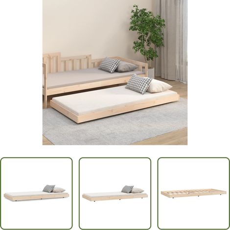 vidaXL Lit avec roulettes - Cadre de lit sans matelas 75x190 cm bois de pin massif (1/5)