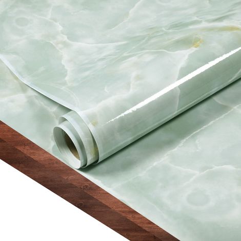 1 Rouleau Papier Contact Marbre Vert, Autocollant Imperméable pour Comptoir, Armoire et Étagère (1/5)