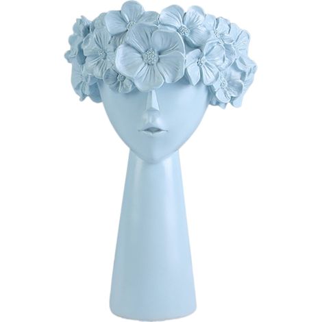 Vase - Forme De Couronne Avec Tête De Poupée - Pour Fleurs Fraîches Artificielles Ou Séchées - 28 x 18 x 8 cm - 1 Pièce (1/4)