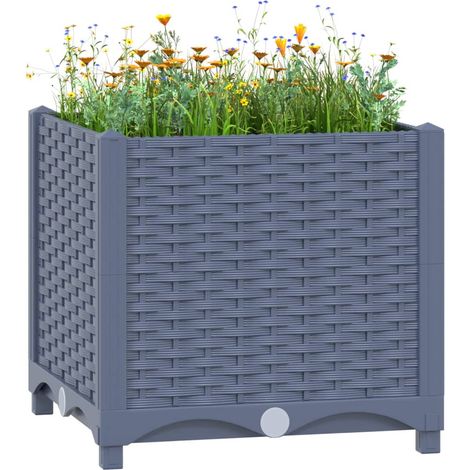 Jardinière, Pot de Fleurs d'extérieur, Lit surélevé 40x40x38 cm Polypropylène OIB9699E (1/5)