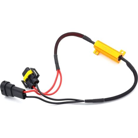 Lot de 2 connecteurs de résistance de charge H4 50 W 8 ohms pour voiture, ampoules LED, clignotants, feux de brouillard, feux de circulation diurnes, sans erreur, condensateur, décodeur fil