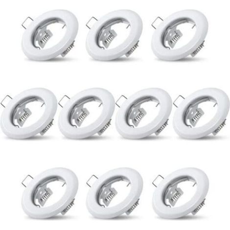 10x Spots lumineux encastrable plafond lampe fixe blanc supports pour spots encastrables acier inoxydable luminaire cuisine salon salle de bain,Trou encastré Ø55mm