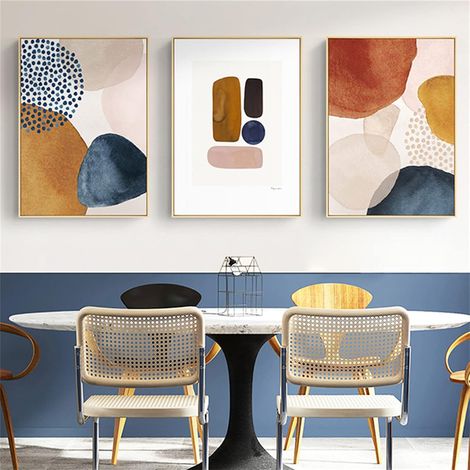Lot de 3 posters, images géométriques abstraites, affiches d'art nordique, tableaux sur toile sans cadre, art mural moderne et simple (style A, 40 x 50 cm) (1/5)