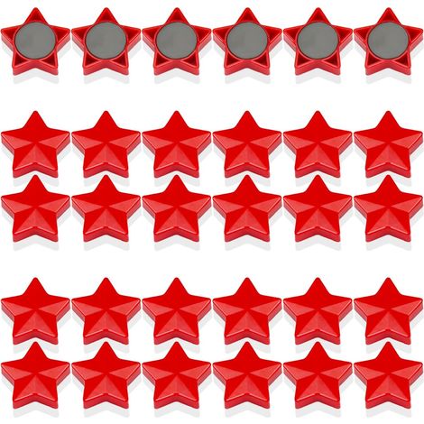 Aimant Frigo, 30PCS Aimant Puissant Aimants Tableau Magnétique Magnet Frigo Magnet Petit Aimant Tableau Blanc Mini Aimant Magnets Decoratif, pour Tableau Magnetique, Calendrier (Étoile, Rouge) (1/5)