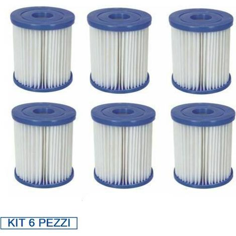 BESTWAY Kit 6 pezzi 58093 Filtro a cartuccia di tipo I pompe da 1.249 lt/ora (1/2)
