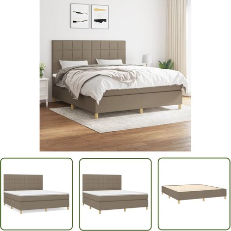 The Living Store Boxspringbett mit Matratze Taupe 180x200 cm Stoff - Boxspringbett - Doppelbett - Bettenrahmen - Matratze - Tapete (1/5)