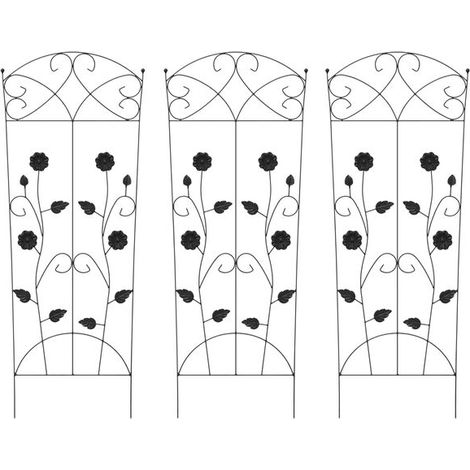 Clôture de jardin en trois sections, noire, 110,5 x 42,5 cm, acier. (1/5)
