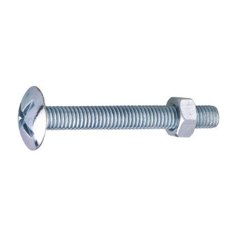 Boulon poêlier zingué - Ø 6 mm - 70 mm - Filetage total - Boîte de 100 - Vissal