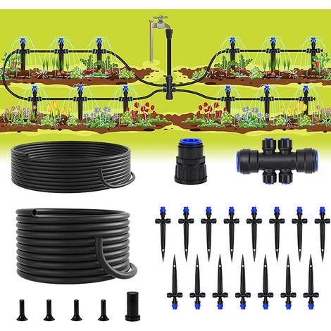 Bewässerungssystem, 18 m Tropfbewässerungs-Kits für Pflanzen, neuer Schnellverbinder, leere Verteilungsschläuche, wassersparende automatische Bewässerungsausrüstung für Terrasse, Rasen und Gewächshaus