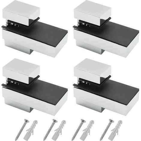 Regalträger, 4 Stück, Glasregalträger, Wandregalträger, mit Schrauben, verstellbare Glasregalträger aus Zinklegierung, verstellbare Stärke 3–15 mm, für Glas und Holz (1/5)