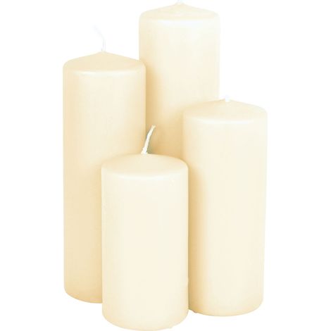 Echtwachs Stumpenkerzen 4er Set - creme weiß - Deko Festtags Advents Weihnachts Kerze natur