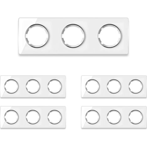 Plaque de finition Garda, en verre, horizontal, 3 postes (lot de 5) - blanc (1/4)