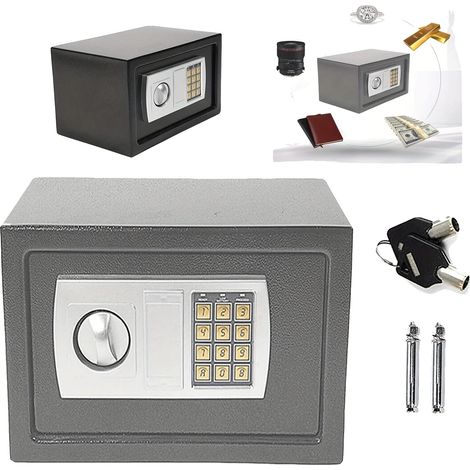Caja fuerte electrónica, alta seguridad, instalación flexible, GRIS (1/5)