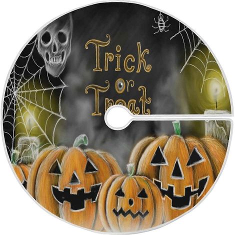 Feliz Halloween Heilwiy Falda para árbol de Navidad Calabaza Calavera 36 pulgadas Faldas para árbol de Navidad Alfombra para árbol Decoraciones navideñas Árbol (1/5)