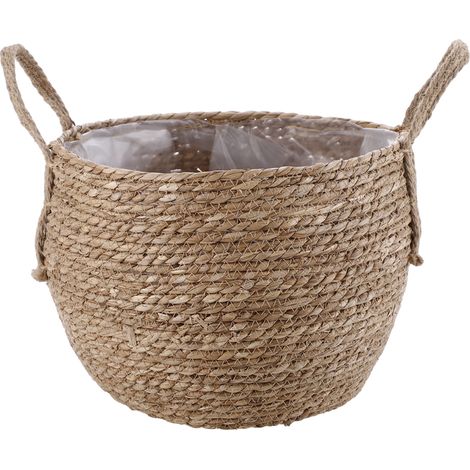 Aufbewahrungskorb aus Seegrasfasern mit integriertem Blumentopf – 1 Stück – Umweltfreundliches, schlichtes und langlebiges Design (1/5)