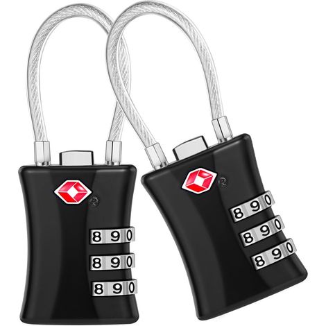 DigitalLAB-Cadenas à combinaison en deux parties, durable, cadenas à combinaison à trois chiffres pour bagages, convient pour la maison, l'école ou les voyages, noir. (1/5)