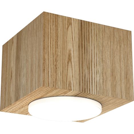 Spot plafond carré bois clair Downlight GX53 15W Luminex