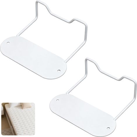 2 Pcs Arret Matelas Antidérapant, Bloque Matelas en Fer Blanc Épais, Barre de Retenue pour Fixation et Stabilité du Lit, Butée de Glissement avec Vis et Adhésif, Support Matelas (1/5)