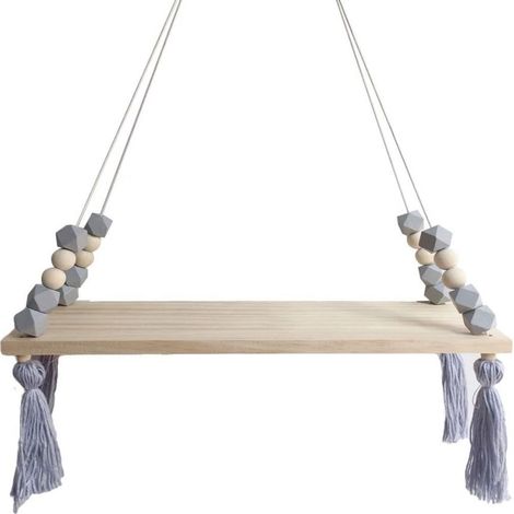 Étagère murale flottante en bois avec support pivotant, étagère suspendue, tableau mural décoratif, style macaron, pour chambre de fille, 38 x 14 x 1 cm (1/5)