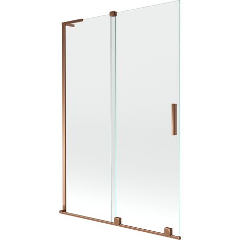 Mexen Velar L Duschwand 2-flügelig verschiebbar 120 x 150 cm, transparent, Roségold - 896-120-003-01-60 (1/5)
