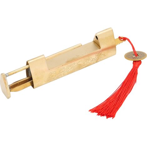 Cadenas antique en laiton, espacement de 5,9 cm, cadenas horizontal de style chinois ancien, couleur laiton, antirouille, idéal pour les boîtes à bijoux. (1/5)