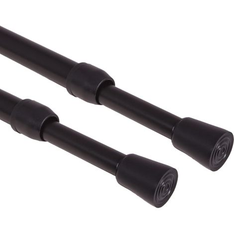 Lot de 2 tringles à rideau de douche sans perçage, tringle de tension à ressort, 68,6 à 119,4 cm, diamètre de 1,27 cm, capuchon en caoutchouc à chaque extrémité, noir (1/5)