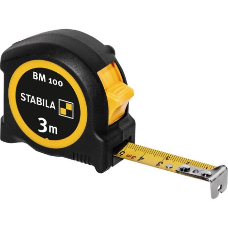 STABILA Taschenbandmaß BM 100, 3 m, metrische Skala