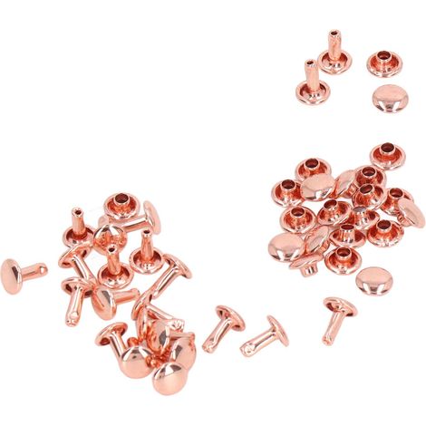 100 jeux de rivets double face, rivets en fer et cuir 7x8mm, rivets ronds à faire soi-même adaptés aux vêtements, sacs, boîtes à chaussures, or rose.