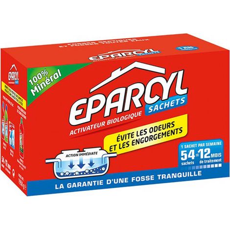 Activateur biologique pour fosses septiques – 54 doses – Évite mauvaises odeurs et engorgements – Fonctionnement optimal jusqu'à 10 ans – Eparcyl