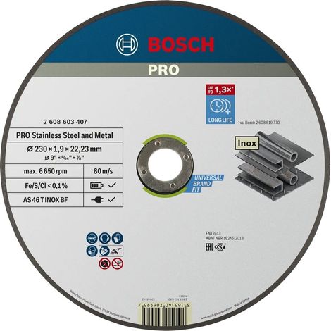 Disco da taglio BOSCH EXPERT con mozzo piatto Acciaio inox speciale 230X1,9 MM - 2608603407