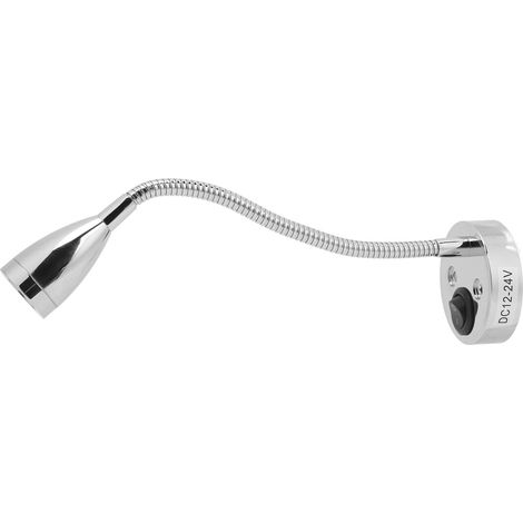 Lampe de chevet LED pivotante à 360° avec col de cygne flexible pour camping-car, bateau, camion, voiture, 12 V à 24 V CC, finition chromée. (1/5)
