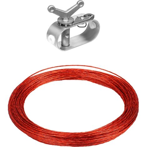 1 Pieces Pool Cover Tensioner Cable and Winch, 30m Fixed Pool Cover Strap Wire and Cable Tensioner Ratchet for Securing Above Ground Pool Covers Winter (Red)