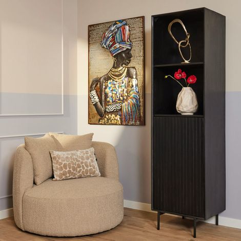 Colonne salon bois noir 1 porte rainurée CORTINA