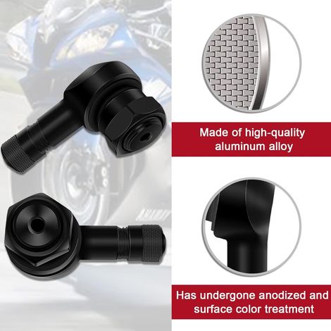 JatilEr 2 Paire de Rallonge de Valve de Pneu Adaptateur Prolongateur Coude de Valve 90 Degrés pour Moto Vélo Or/Noir