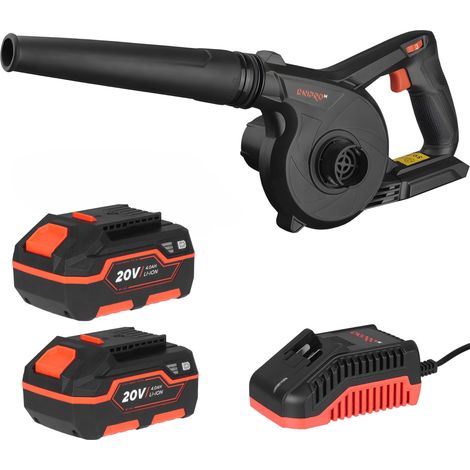 Soplador de Hojas a Batería DVB-200 Dnipro-M, Ligero 1 kg, hasta 240 km/h de Potencia, Incluye 2 Baterías 4Ah y Cargador, para Hojas y Residuos Jardín (1/5)
