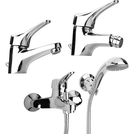Set miscelatori lavabo + bidet + gruppo vasca Ariel di Piralla ottone cromato con PILETTA DI SCARICO INCLUSA 0RE00088A21 0RE00094A21 0RE00003A16 (1/4)