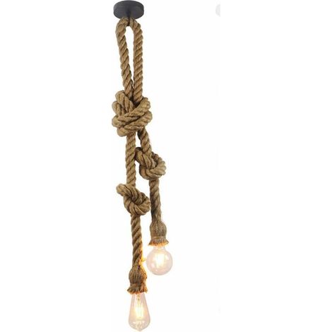 Suspension industrielle vintage sur corde de chanvre (1M) (1/5)
