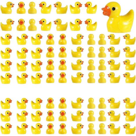 Ensemble de 100 figurines de canards en résine, figurines d'animaux canards décoratifs/pour aquarium (jaune) (1/5)
