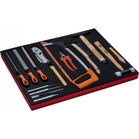 BAHCO - Jeu d'outils de frappe/limes, monture de scie à métaux, module 3/3 Fit&Go -15 pc