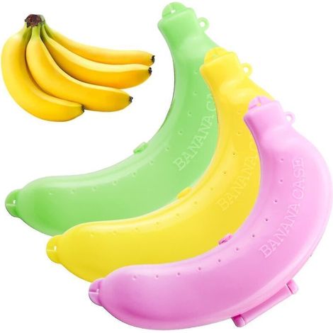 Étui à bananes, lot de 3 couleurs assorties, porte-bananes de voyage, boîte de rangement et de protection mignonne pour bananes (1/4)