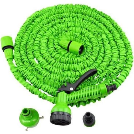 VV07404-Tuyau flexible extensible de jardinage de lavage de voiture de tuyau d'arrosage avec 7 buses de fonction, 15m vert (1/3)