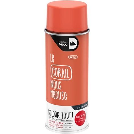 Peinture aérosol Relook Tout MAISON DECO corail satiné 400 ml (1/3)