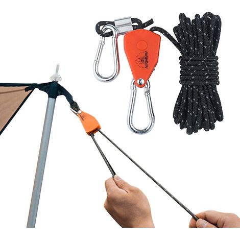 Cuerda reflectante para tiendas de campaña, cuerda de 6 mm de grosor con carrete de aleación de zinc, cuerda para tiendas de campaña, lonas, tiendas de senderismo, color naranja. (1/5)