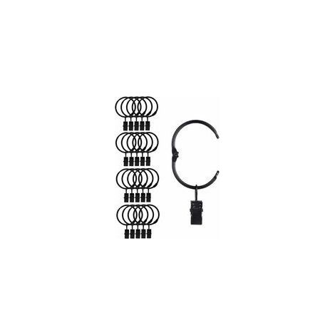 50 Pièces Anneaux de Clip de Rideau en Métal Ouvrables, Facile à Ouvrir et à Fermer, Diamètre Intérieur 38mm, Convient aux Rideaux Lourds et Légers (Noir) (1/4)