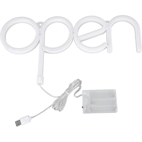 Ortviai Enseigne lumineuse « OPEN » néon LED RGB 35 x 18,5 cm, alimentée USB ou piles, PVC résistant pour commerce et événements (1/5)