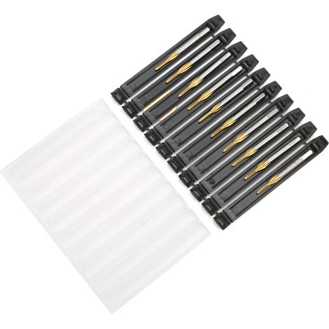 Jeu de 10 tarauds et forets en acier rapide M1.3 x 0.3 pour filetages métriques, revêtus de titane et électroplaqués, outils à main. (1/5)