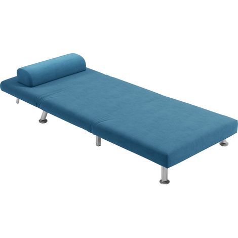 Single VelvetFeel Sleeper Chair  Blue (1/5)