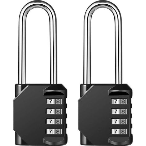 Paquet de 2 cadenas à combinaison - Cadenas résistants à la rouille à 4 positions (1/5)