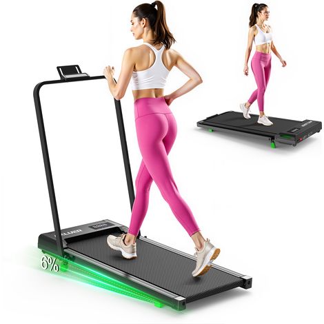 Tapis de Course Pliable 2.5HP Brushless 6% Inclinaison 150kg 40dB 10 Points Amortissement Économie Espace