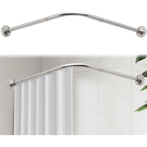 L Form Tringle à Rideau de Douche 68-98cm x 68-98cm Réglable,pas de s'affaissement,en Acier Inoxydable,90 degrés sur l'angle,pour Salle de Bain Baignoire,Magasin de Vêtements, Espace Privé (1/5)